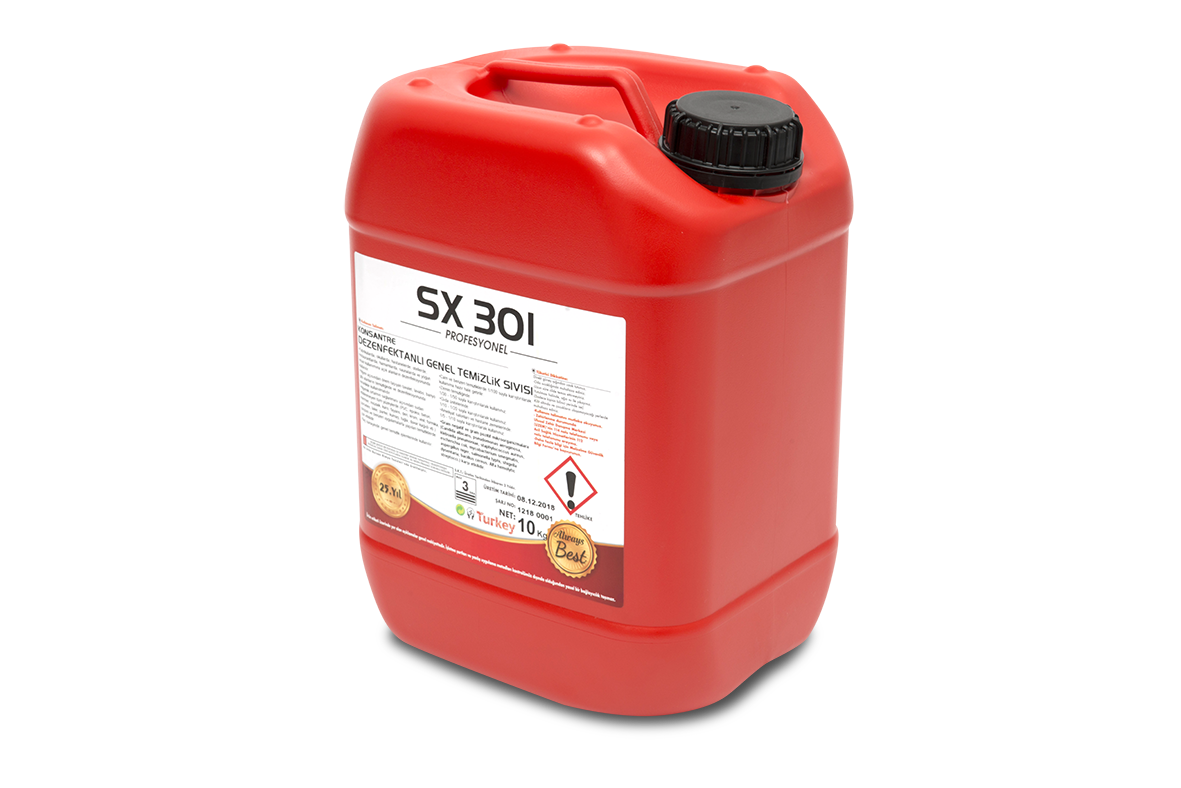 SX 301 – Konsantre Dezenfektanlı Genel Temizlik Sıvısı (Renksiz-Kokusuz) 20kg